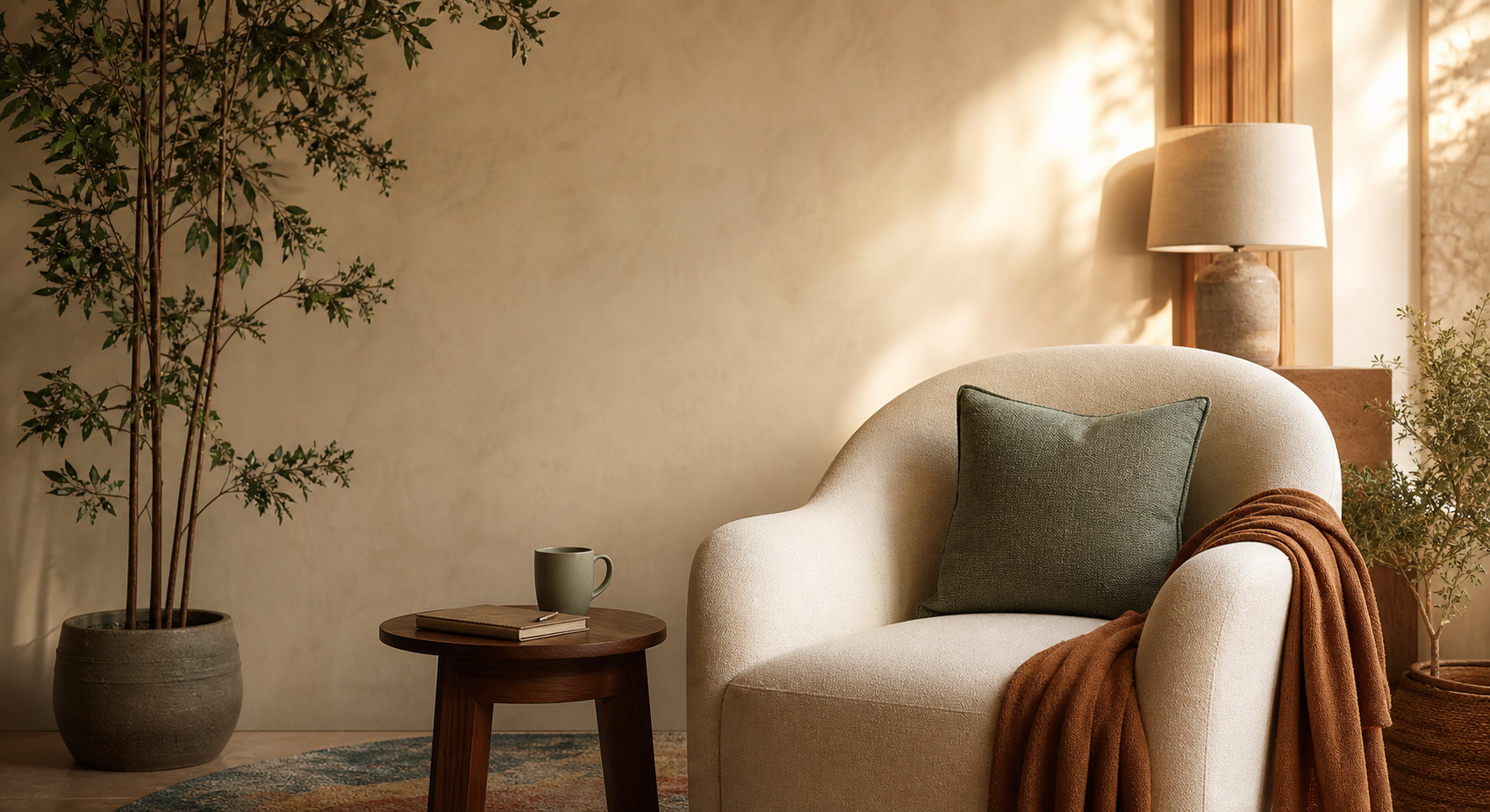 A warm, private room prepared for a thoughtful conversation